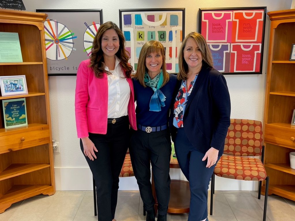 Linda Mandolini is photographed with Dublin Mayor Melissa Hernandez and City Manager Linda Smith